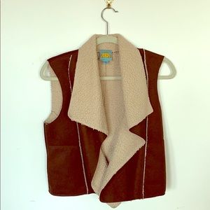 Fleece Lined Soft Leather Vest Size S